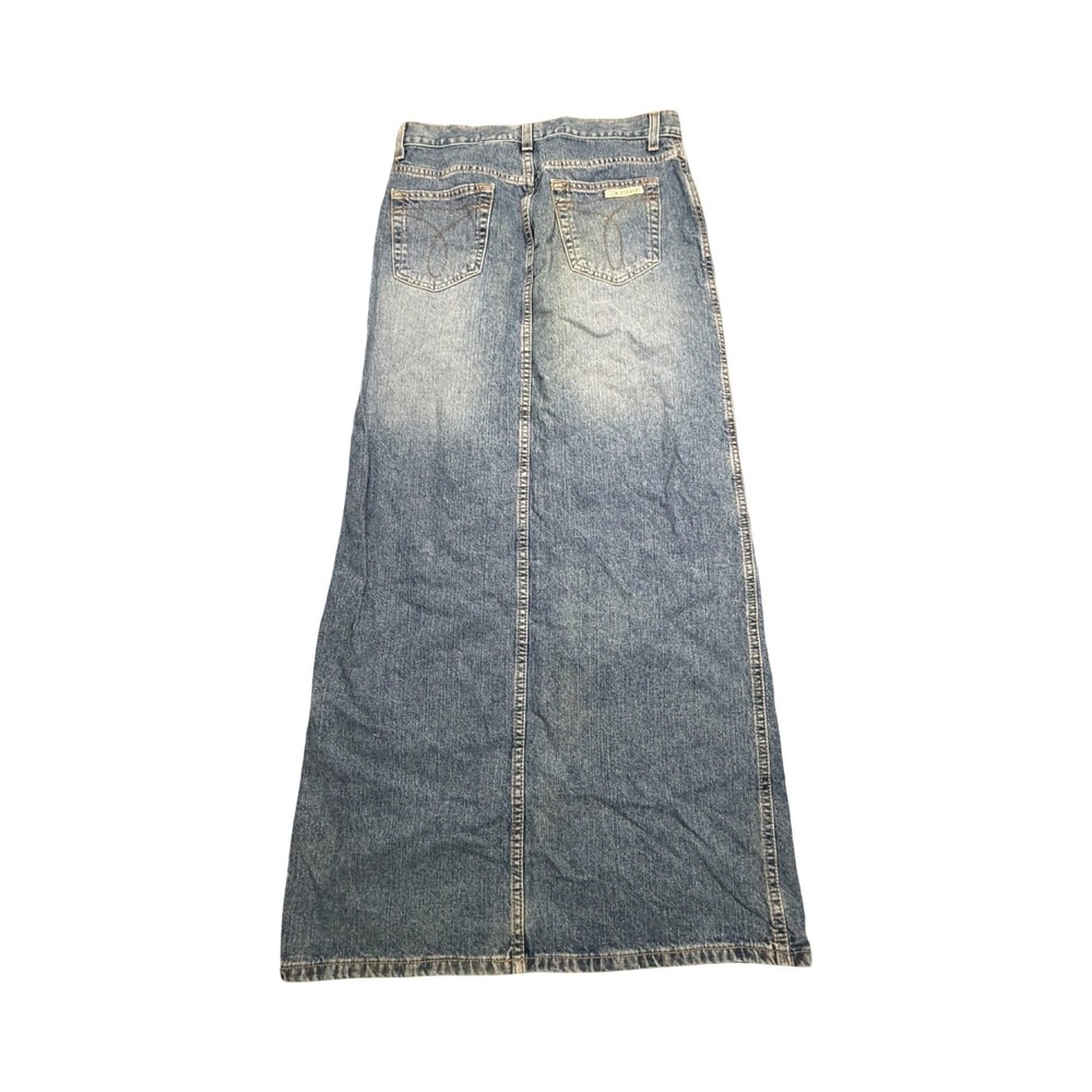 Calvin Klein Jeans Skirt Womens 3 28x38 Blue Sand Blast Cotton Denim Modest 90's